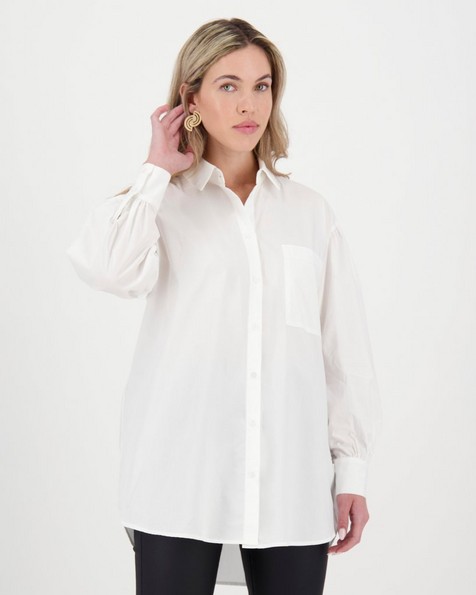 Cali Oversized Poplin Shirt -  white