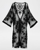 Heather Circle Mesh Kimono -  black