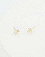 Cubic Zirconia Delicate Flower Stud Earrings -  camo