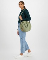 Angelina Vegan Leather Round Bag -  green