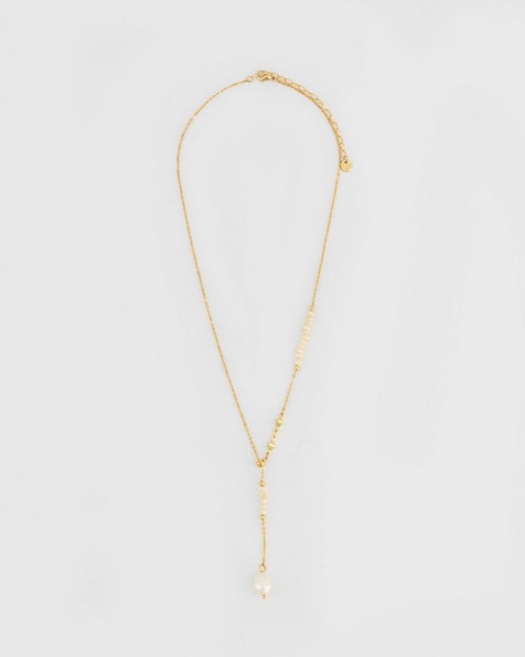 Freshwater Pearl Y-Chain Necklace -  milk