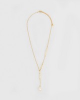 Freshwater Pearl Y-Chain Necklace -  milk