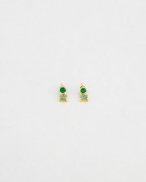 Green Onyx & Amethyst Drop Earrings -  green