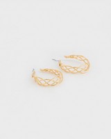 Plaited Twisted Oval Hoop Earrings -  gold