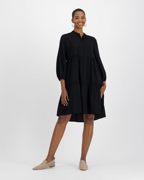 Axelle Tiered Dress -  black