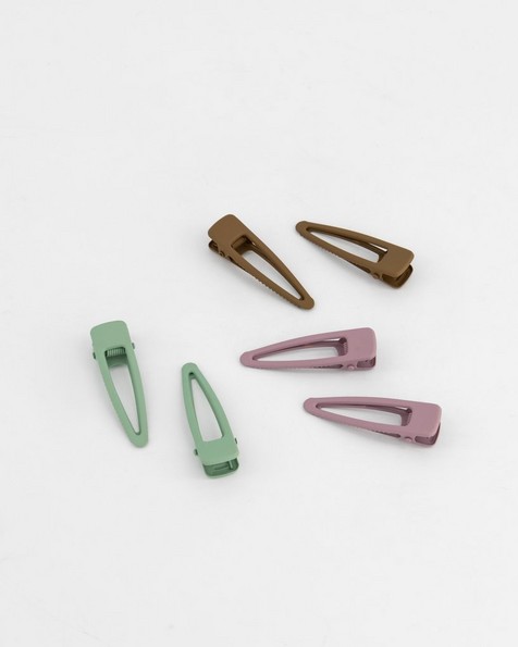 6-Pack Melia Matte Coated Hair Clips -  sage