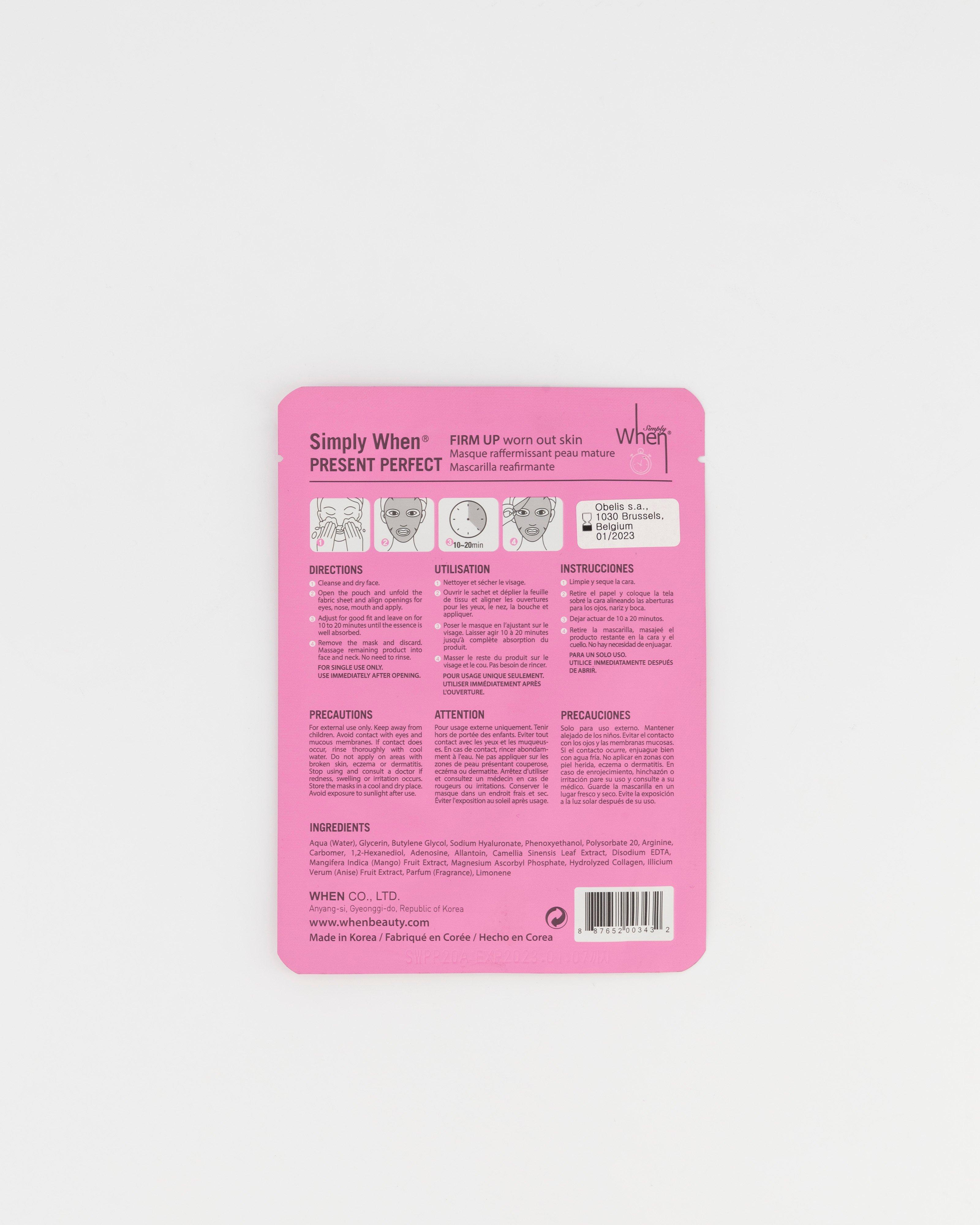 Simply When Present Perfect Firm Up Sheet Mask