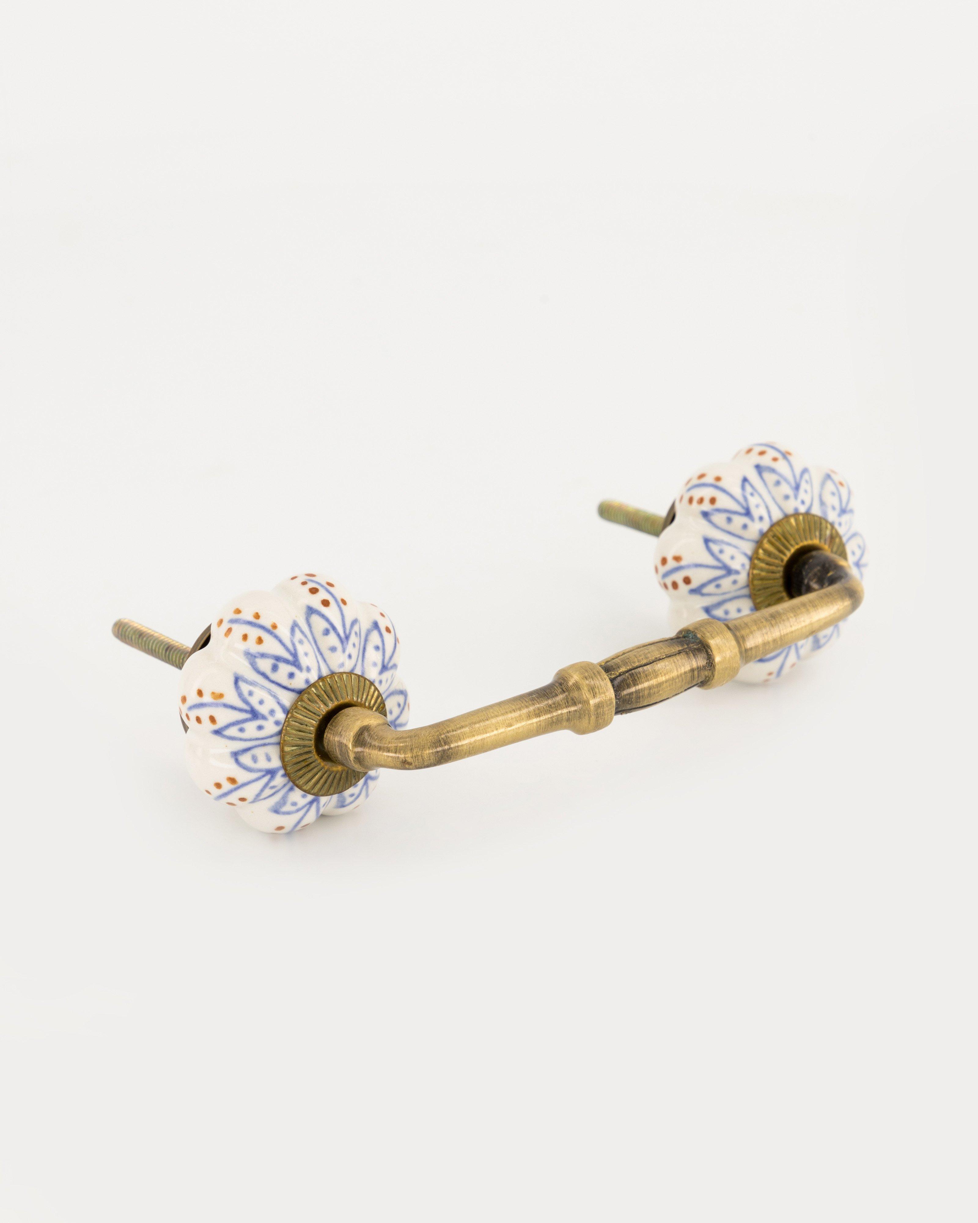 Blue Lotus Ceramic Bridge Handle