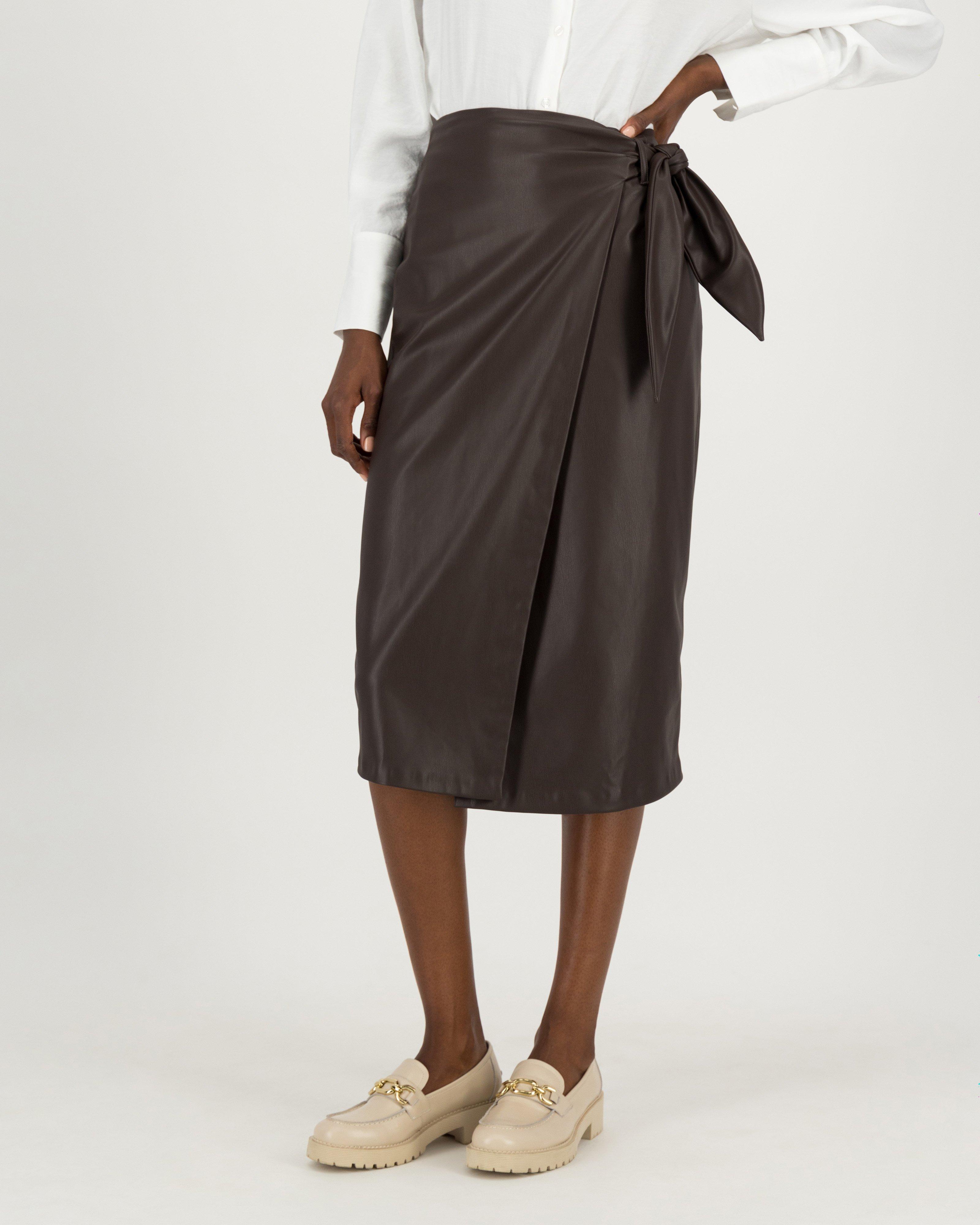 Vida Faux Leather Wrap Skirt - Poetry Clothing Store