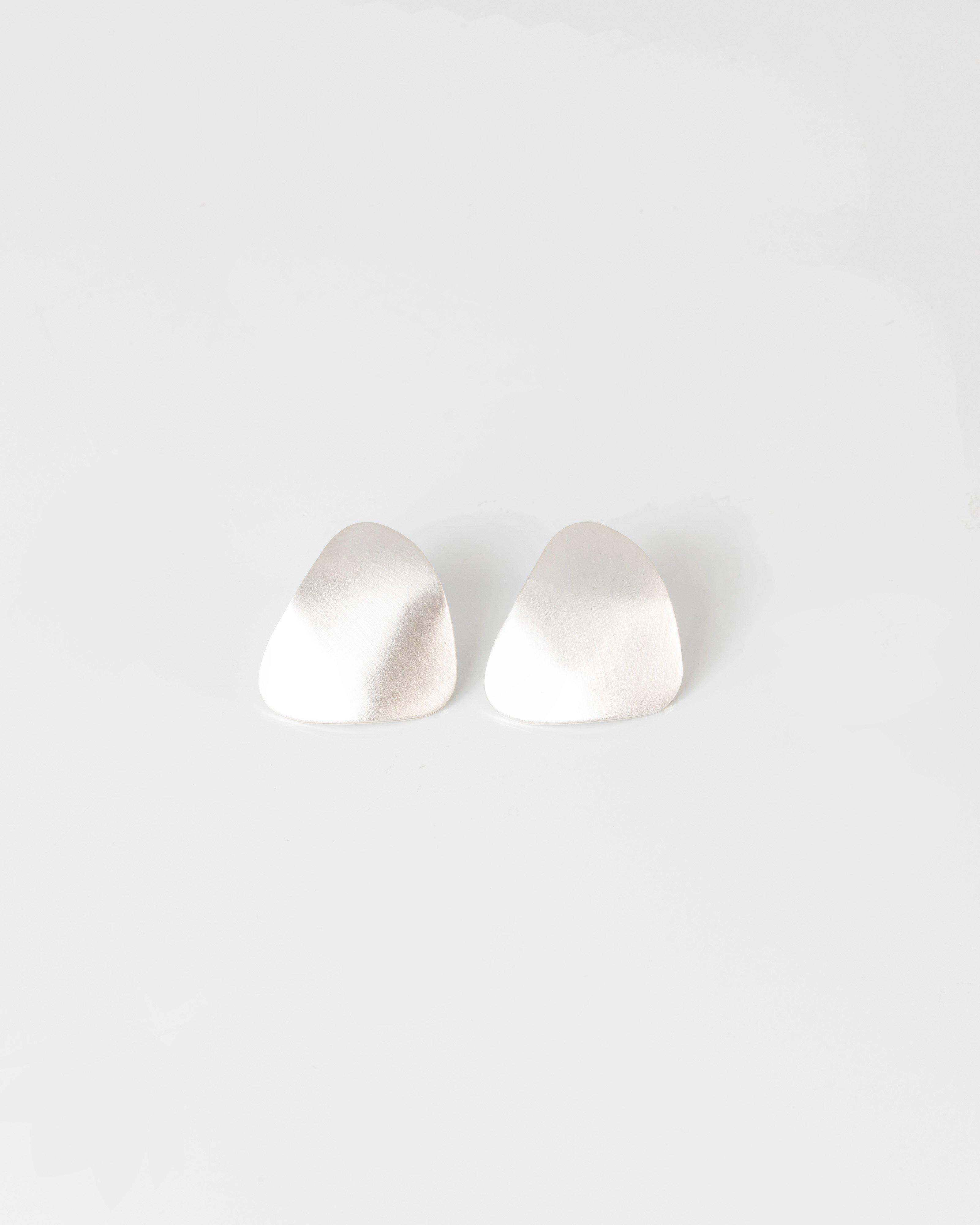 Triangular Etched Disk Stud Earrings