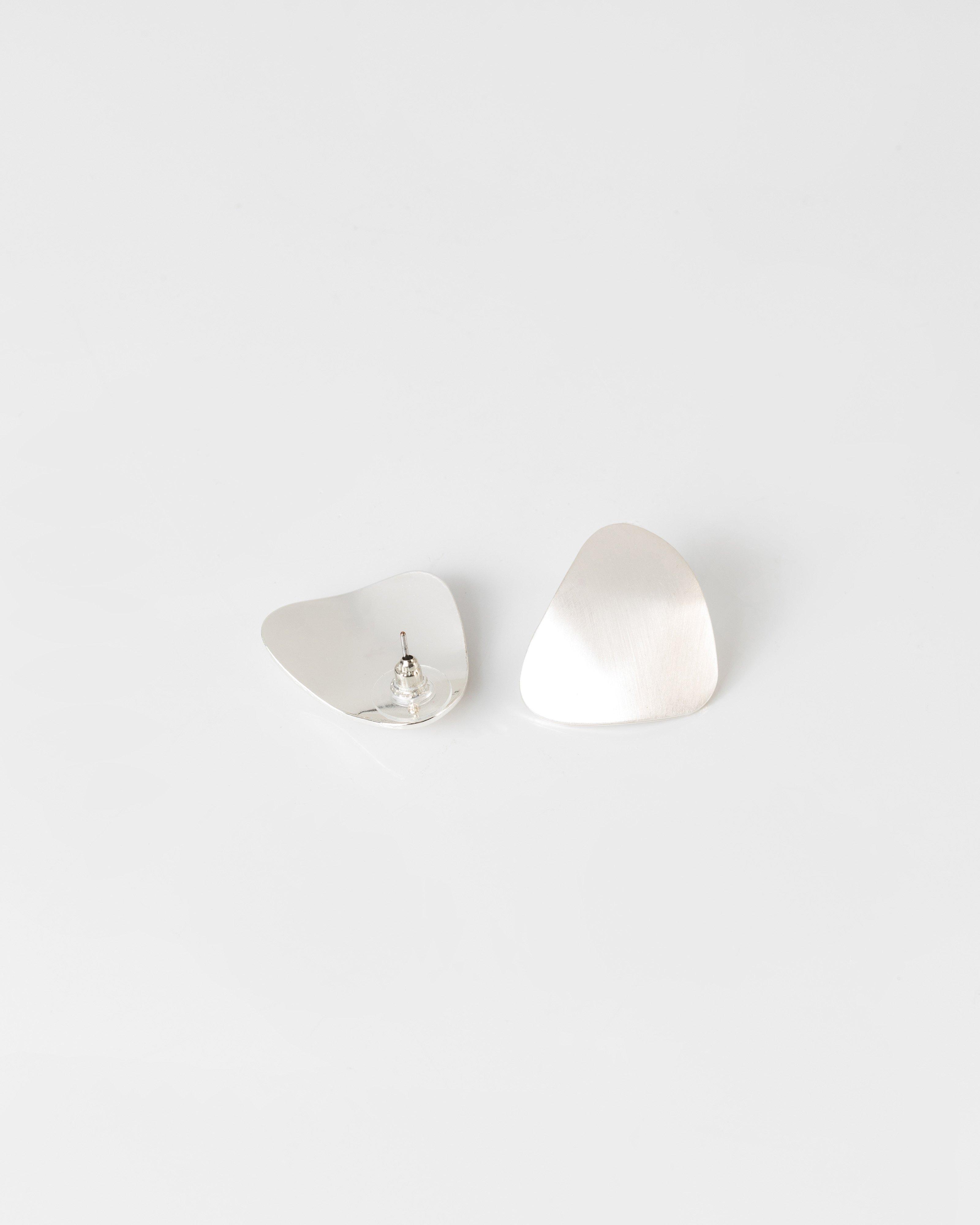 Triangular Etched Disk Stud Earrings