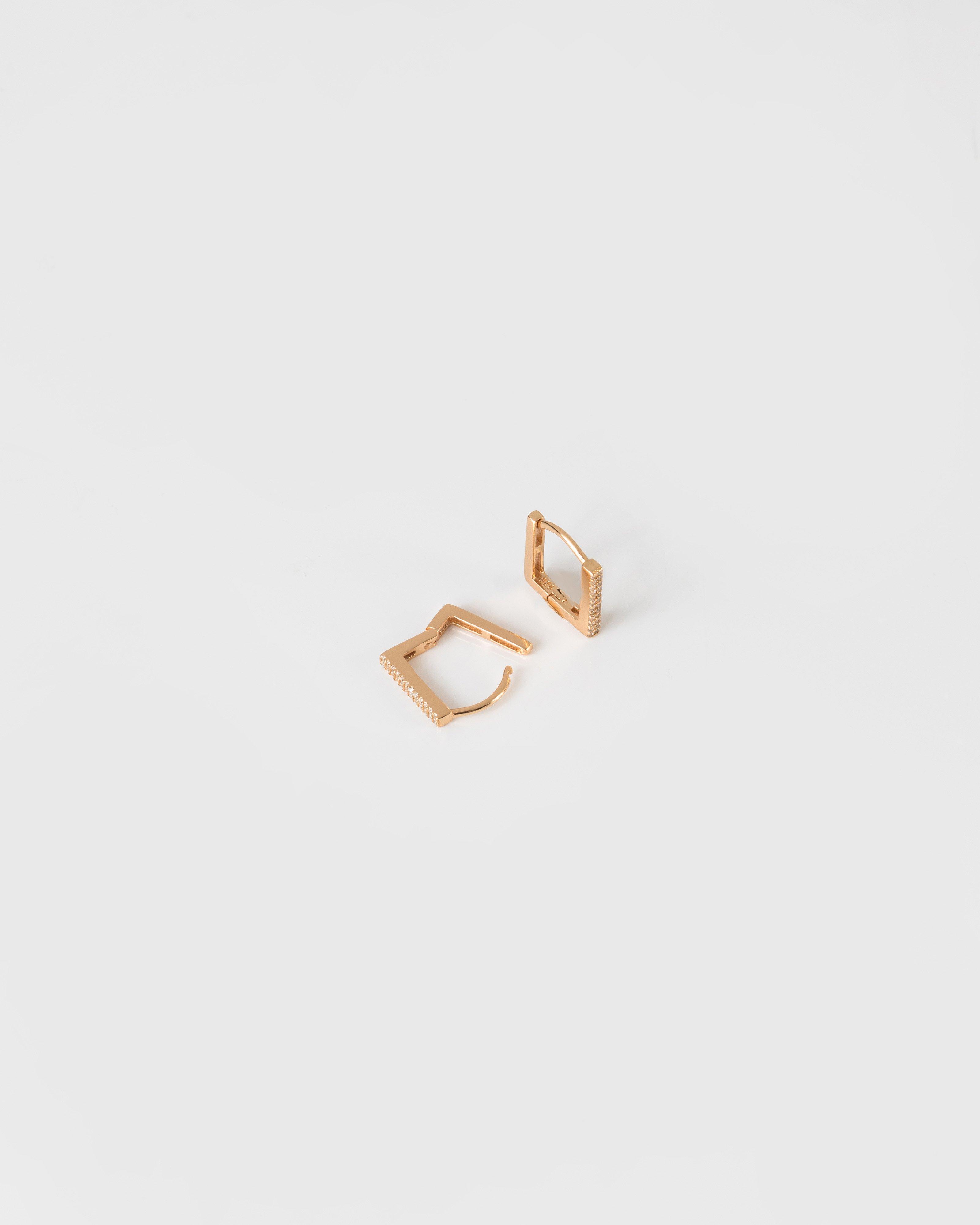 Cubic Zirconia & Silver Rectangular Hoop Earrings