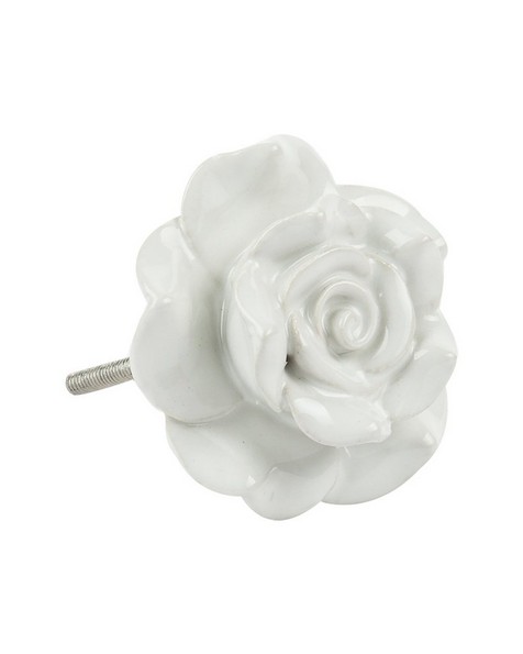 Rose shape Doorknob -  white-white