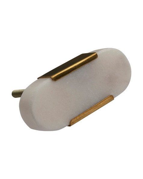 Marble with Brass Holder Knob -  white-gold