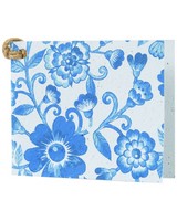 Blue Floral Growing Paper Tag -  white-blue