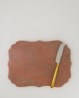 Scalloped Marble Board & Cheese Knife -  pink