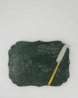 Scalloped Marble Board & Cheese Knife -  green