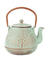 Tall Mint Teapot With Copper Handle -  mint