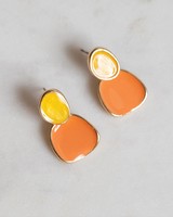 Organic Epoxy & Stone Drop Earrings -  gold-peach