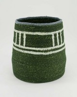 Green-White Fine Weave Basket -  olive-white