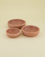 3-Piece Pink Marble Bowl Set -  pink