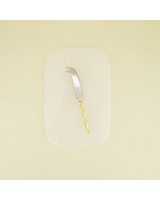 Alabaster Cheese Board with Knife -  white