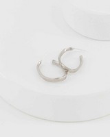 Oval Twisted Metal Hoop Earrings -  silver