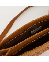 Shelly Plaited Leather Evening Bag -  tan