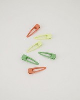 6-Pack Melia Matte Coated Hair Clips -  coral