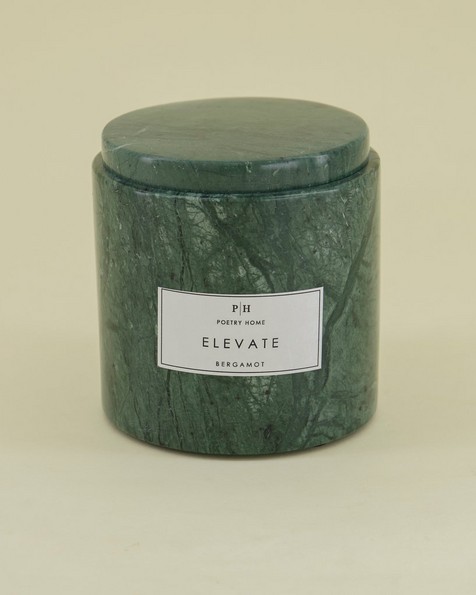 Green Marble Votive Bergamot Candle -  green