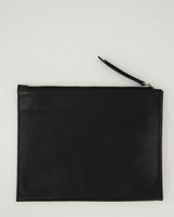 Kezia Leather Pouch -  black