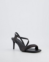 Lila Leather Heel -  black