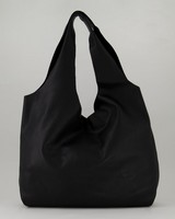 Yara Oversized Leather Shopper Bag -  black