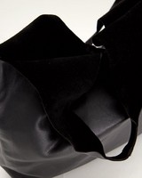 Yara Oversized Leather Shopper Bag -  black