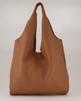 Yara Oversized Leather Shopper Bag -  tan