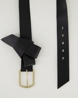 Paisley Leather Bow Belt -  black