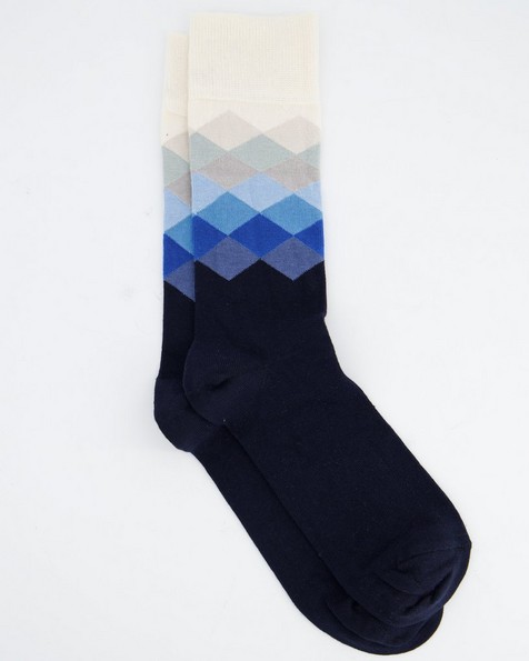 Happy Socks' Men's Faded Diamond Socks -  blue