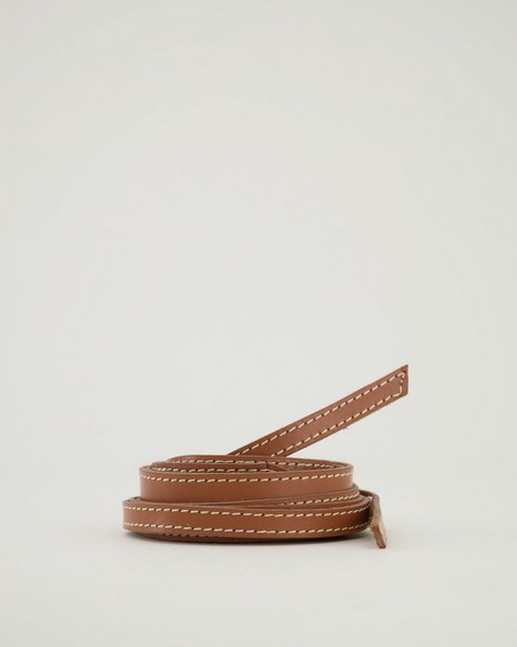 Sophia Leather Waist-Tie Belt -  tan