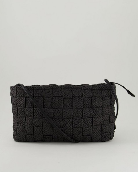 Lulu Basket Weave Sling Bag -  black
