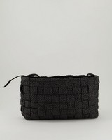 Lulu Basket Weave Sling Bag -  black