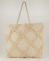 Women's Sian Trellis Cotton Textured Shopper Bag -  milk