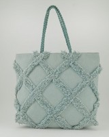 Women's Sian Trellis Cotton Textured Shopper Bag -  sage