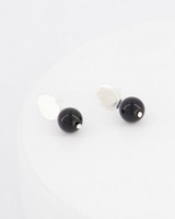 Black Onyx Ball Drop Earrings -  black