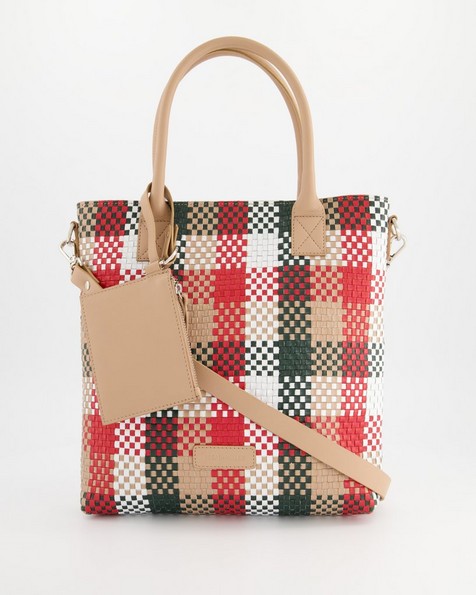 Ladies Ela Woven Shopper Bag -  red