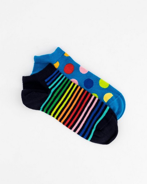 2-Pack Happy Socks' Men’s Stripe-Dot Low Socks -  assorted