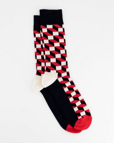 Happy Socks' Men's Red Filled Optic Socks -  red