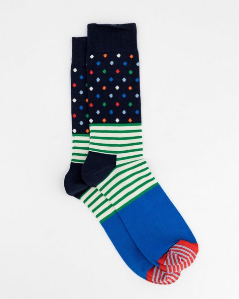 Happy Socks' Men’s Stripe-Dot Socks -  blue
