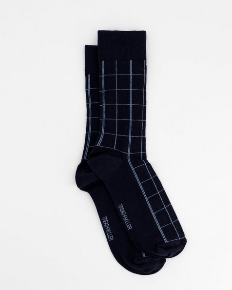 Men's Grid Socks -  blue