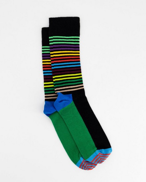 Happy Socks' Men's Half Stripe Socks -  green