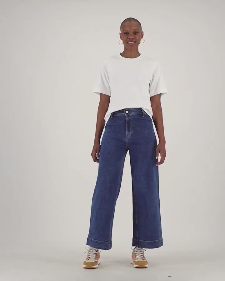 Reign Cropped Wide Leg Denim - Mid Blue - Poetry Clothing Store